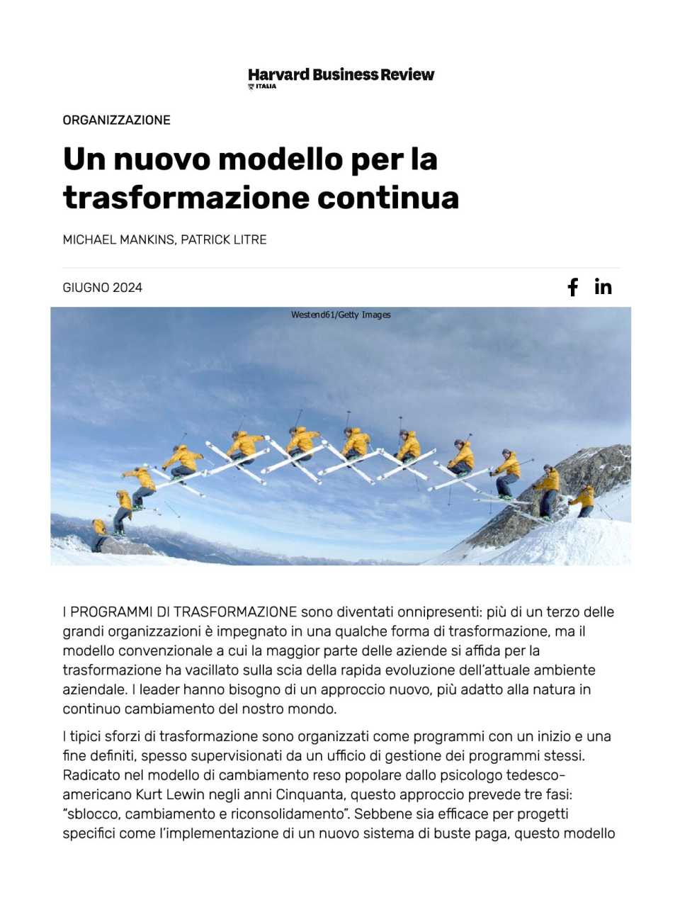 Un nuovo modello per la trasformazione continua